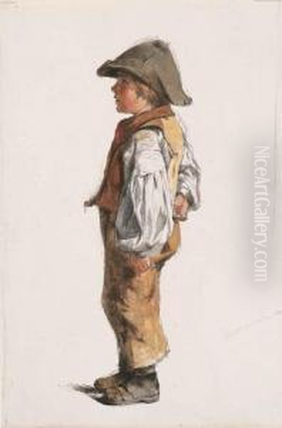 Portrait Of A Boy In A Brown Hat Oil Painting by James Pelham