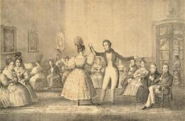 Minue En Los Altos De Escalada Oil Painting by Carlo ('Ape') Pellegrini