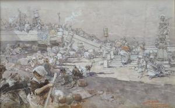 Al Passaggio Della Processione Oil Painting by Carlo Pellegrini