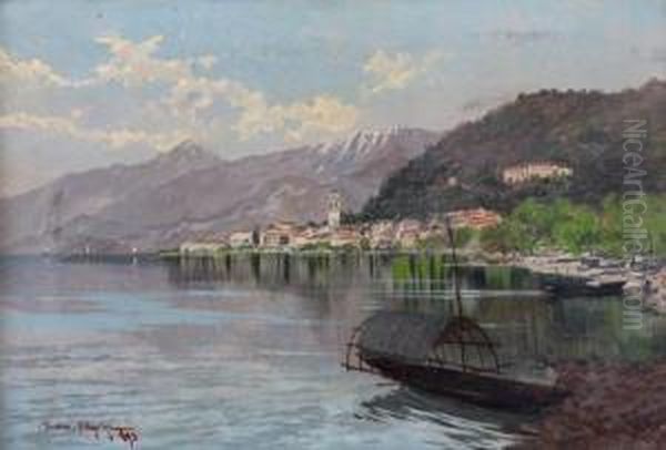 Bellagio, Lago Di Como Oil Painting by Carlo Pellegrini