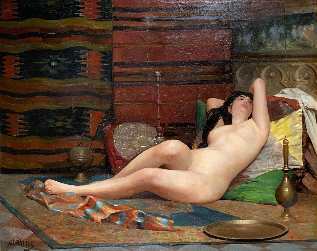 A Moment Of Reverie In The Harem Oil Painting by Alphonse Pellet