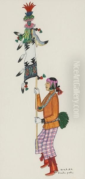 Pueblo Ceremonial Oil Painting by Tonita Pena