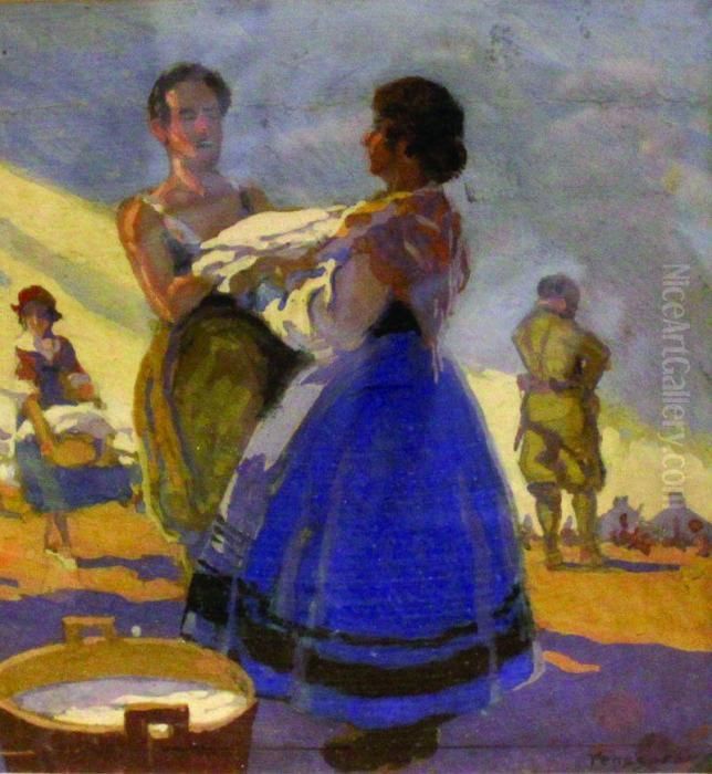 Lavanderas Oil Painting by Rafael Penagos Zalabardo