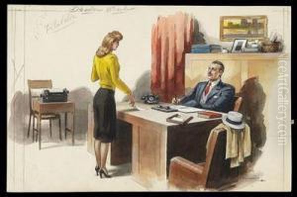 Reunion De Trabajo Oil Painting by Rafael Penagos Zalabardo