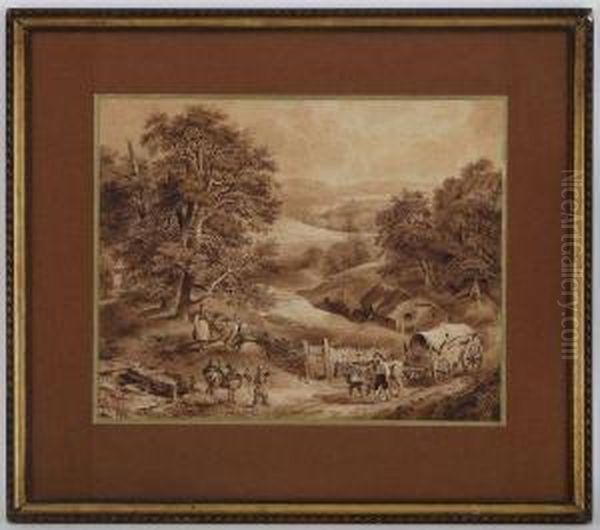 Paysage De Campagne Oil Painting by Charles Pensee