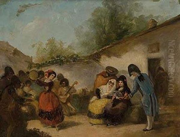 Majas Y Musicos Oil Painting by Antonio Perez Rubio