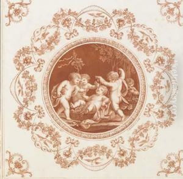 Putti: Two Plates Oil Painting by Michelangelo Pergolesi