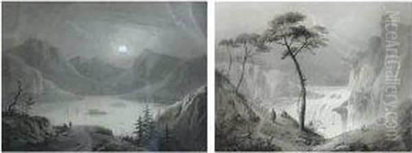 Loch Avon In Moonlight And Another Oil Painting by Pernot, Francois Alexandre