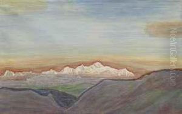 Mont-blanc Vu Du Praz-de-lys Oil Painting by Alexandre Perrier