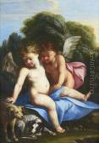 Deux Anges Oil Painting by Francois Perrier Le Bourguignon