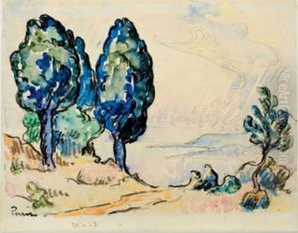 La Baie Des Canebiers Avec Le Cachet Oil Painting by Henri Person