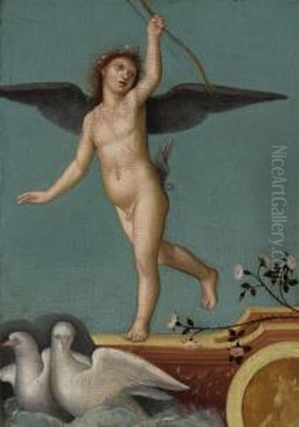 A Cupid With Two Doves Oil Painting by Pietro Vannucci Perugino