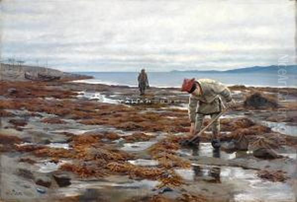 Sanking I Fjaera Nordpa Oil Painting by Wilhelm Otto Peters