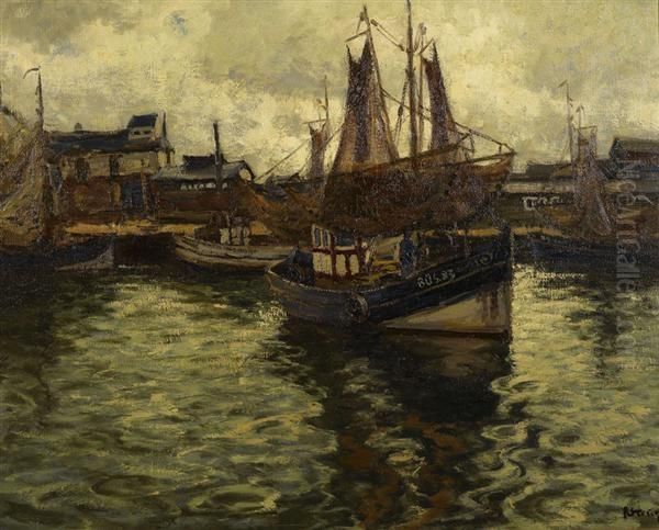 Boote Im Hafen. Oil Painting by Lorenz Petersen