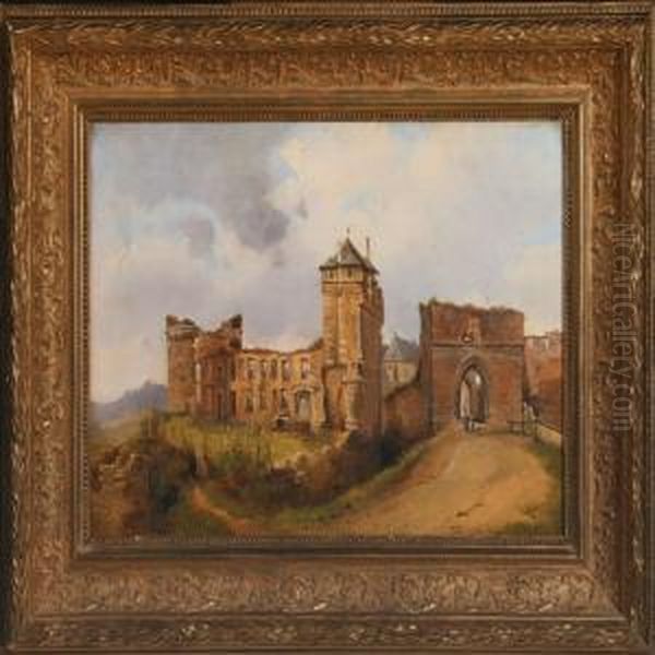 The Village Gate Of Andernach At The Rhine Oil Painting by Vilhelm Peter Carl Petersen