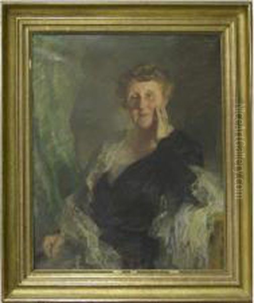 Portrait De Femme Au Collier De Perles Oil Painting by Walter Petersen