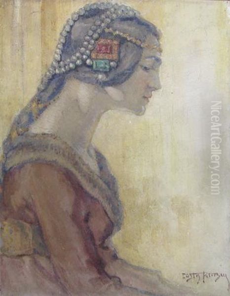 Domnita Oil Painting by Costin Petrescu