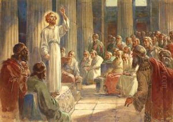 The Temple Oil Painting by Costin Petrescu