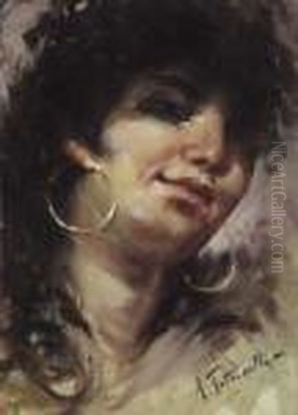 Popolana Oil Painting by Achille Petrocelli