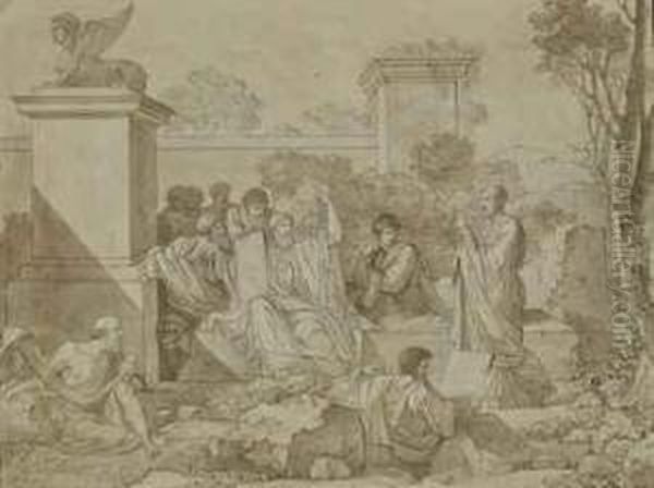 L'ecole De Pythagore Oil Painting by Jean-Francois-Pierre Peyron