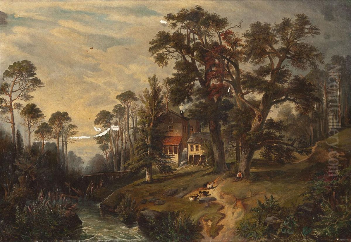 Sommerliche Landschaft Mit Wassermuhle Oil Painting by Francois Joseph I Pfeiffer