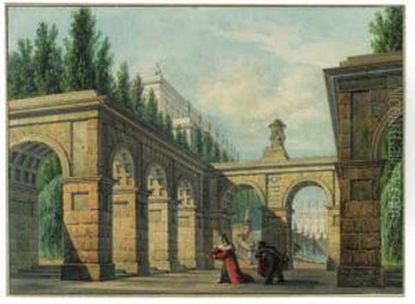 Design For A Theatre Decoration Oil Painting by Francois Joseph I Pfeiffer