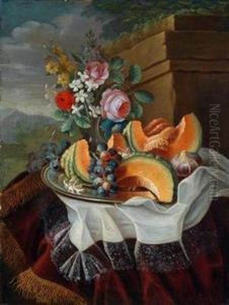 Stillleben Mit Melone Oil Painting by Maximilian Pfeiler
