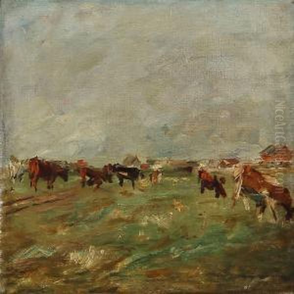 Landscape With Grazing Cows Oil Painting by Theodor Esbern Philipsen