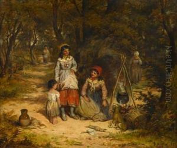 Gypsy Women By A Campfire Oil Painting by John Phillip