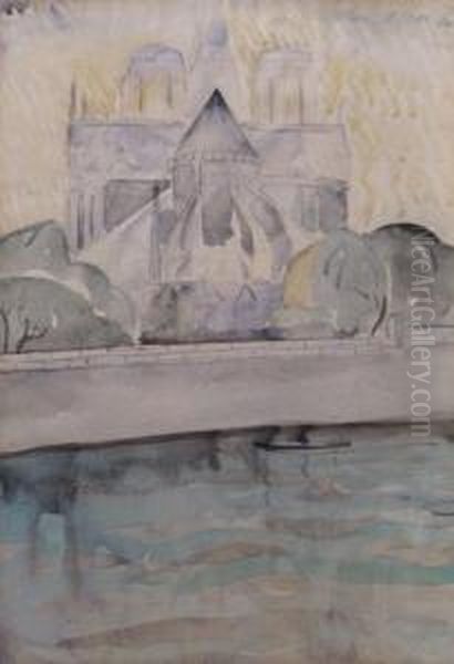 Catedrala Notre Dame Oil Painting by Alexandru Phoebus