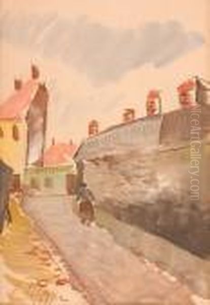 The Path To The Pub Oil Painting by Alexandru Phoebus