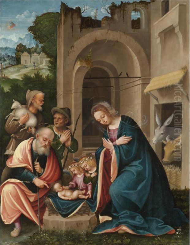 The Adoration Of The Shepherds Oil Painting by Martino Piazza Di Lodi