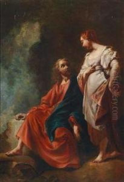 Christ And The Woman Of Samaria At Thewell Oil Painting by Giovanni Battista Piazzetta