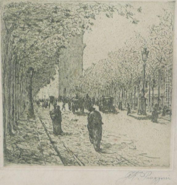 Vue De Paris Oil Painting by Gottardo Piazzoni