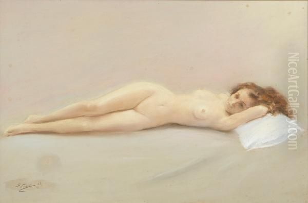 A Reclining Nude Oil Painting by Georges Picard