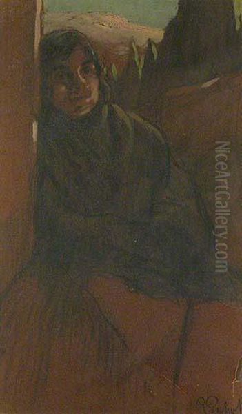 Figura Femenina En El Quicio. Oil Painting by Ramon Pichot Giron&egrave;s