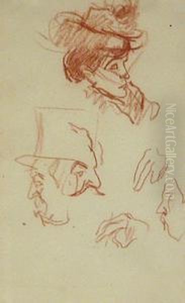 Estudios De Personajes Oil Painting by Ramon Pichot Giron&egrave;s