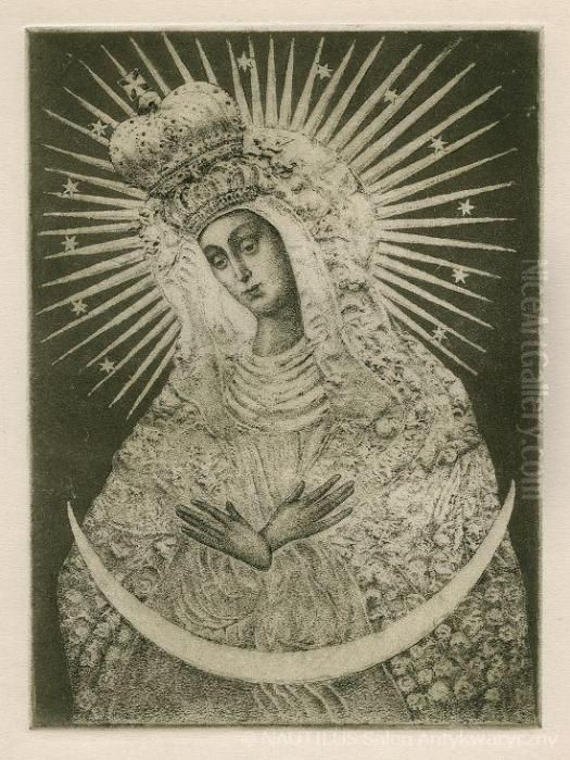 Matka Boska Ostrobramska Oil Painting by Jozef Pieniazek