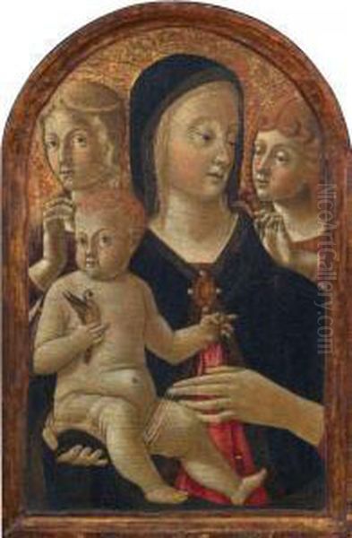Madonna Col Bambino E Due Angeli Oil Painting by Pietro Di Domenico