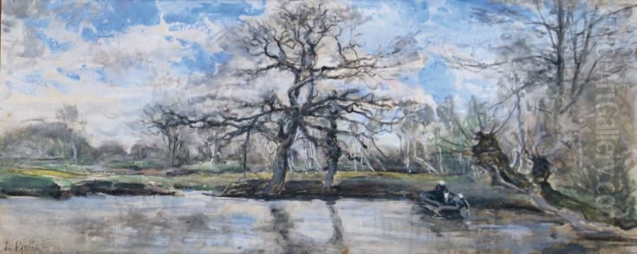 Barque En Bord De Riviere Oil Painting by Ludovic Piette