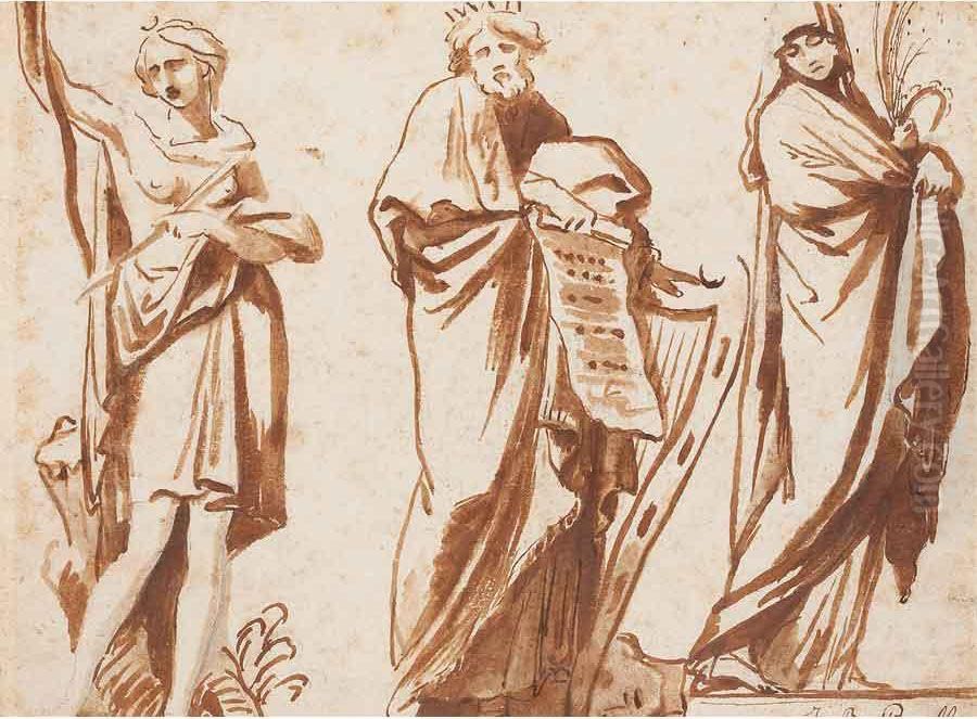 Studio Di Sculture Oil Painting by Jean-Baptiste Pigalle