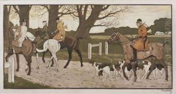 Chasse A Courre Oil Painting by Joseph Porphyre Pinchon