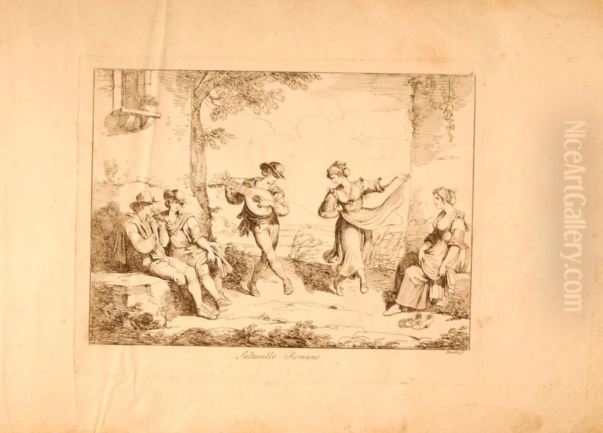 Raccolta Dei Costumi Di Roma E Suoi Contorni Oil Painting by Bartolomeo Pinelli