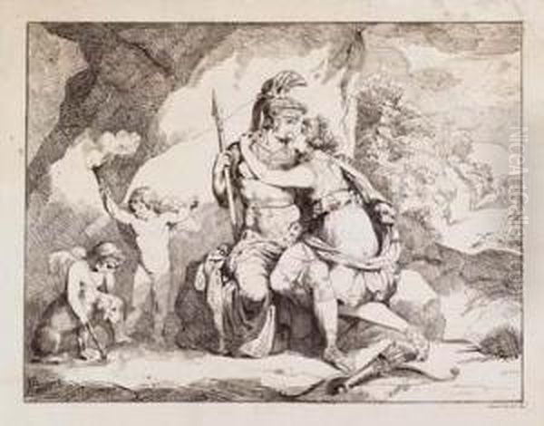 Enea E Didone Oil Painting by Bartolomeo Pinelli