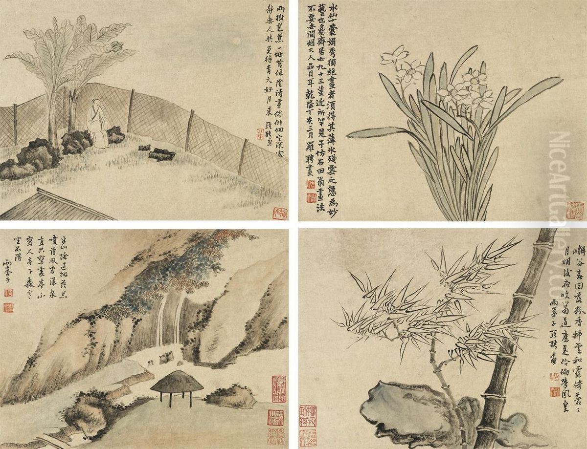 Landscapes, Flowers And Figures Oil Painting by Luo Ping