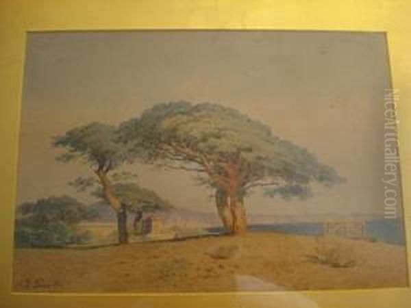 View Of Italian Bay Oil Painting by G. Pinotti