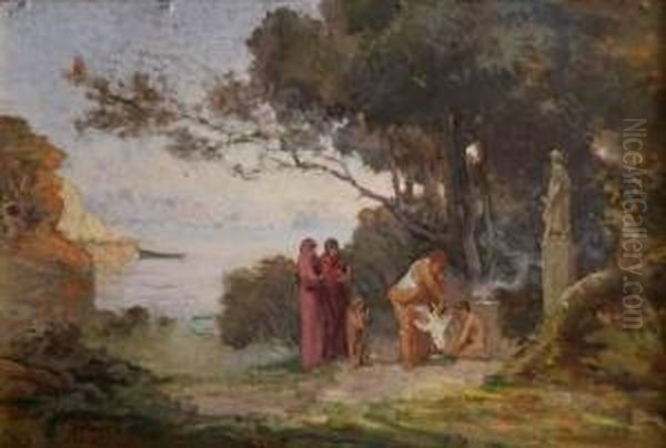 Offrande A Esculape Oil Painting by Henri Ludovic Marius Pinta