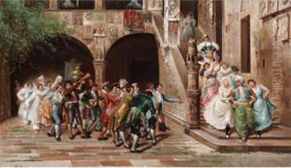 Carnival Scene Oil Painting by J. Pinto