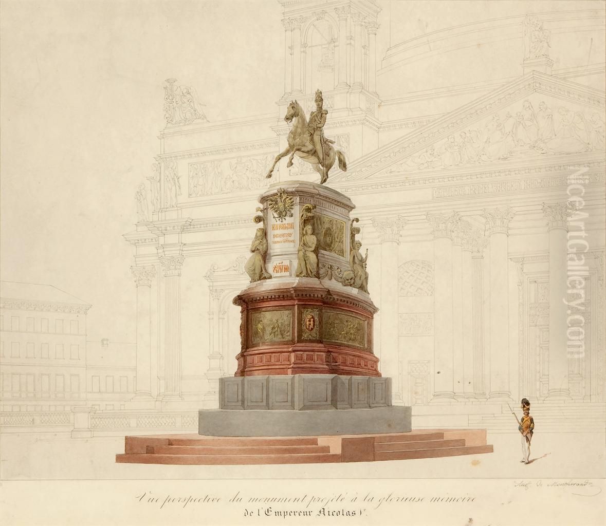 Vue Perspective Du Monument Projete A La Glorieuse Memoire De L'empereur Nicolas I<->er<-&gt Oil Painting by Auguste Piquet De Brienne