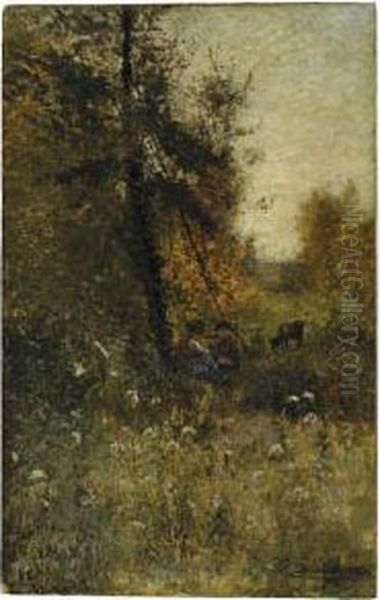 Pascolo D'autunno Oil Painting by Giovanni Piumati